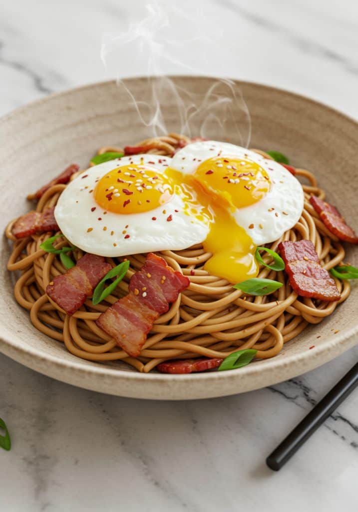 Korean-style Bacon & Egg Noodles