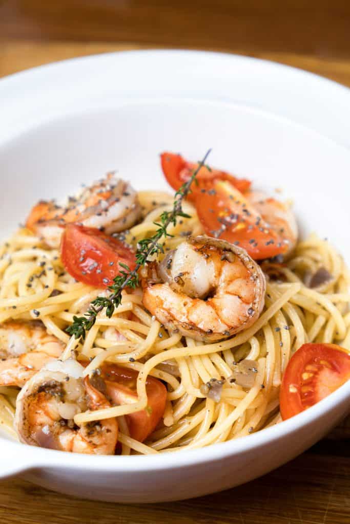 Korean-style Shrimp Scampi Spaghetti