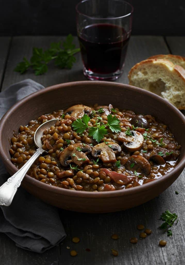 Vegan Lentil and Mushroom Bourguignon