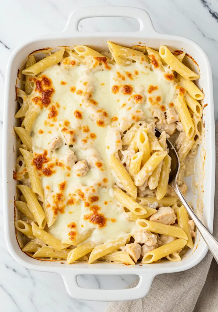 Dump-and-Bake Chicken Alfredo Pasta